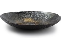 Salt&Pepper Serveerschaal - diep rond - zwart/goud - glas - 32,5xH5,5 cm
