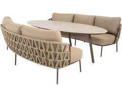 Salute Mallorca low dining tuinset 220x105xH69 cm 3 delig keramiek terre 4 Seasons Outdoor