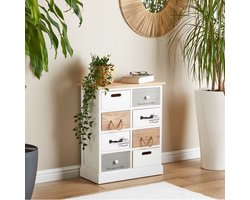 SALVA ladekast met 4+4 laden, vintage shabby chic, wit geglazuurd