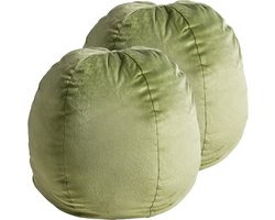 SALVIA - Sierkussen set van 2 - Olijfgroen - 33 x 33 cm - Fluweel