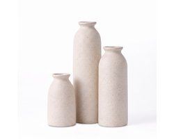 Salvik Vazenset - Keramiek - Wit Mat - Modern - Flesvorm - 3-delig