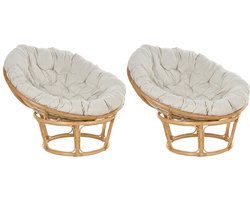 SALVO - Fauteuil set van 2 - Lichtbeige - Rotan