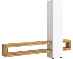 Samba wandmeubel wit melamine Wotan eiken melamine - 35x240x190cm