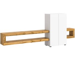 Samba wandmeubel wit melamine Wotan eiken melamine - 35x270x112cm