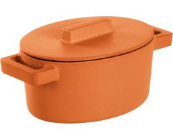 Sambonet - Gietijzer Braadpan Oranje - Ovaal - 13 cm x 10 cm incl deksel