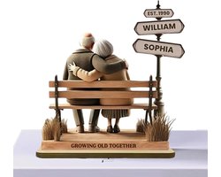 Samen Oud Worden Beeld - Liefdeskoppel Figurine - Decoratie Wonen - Symboliseert Duurzame Liefde - 15x10x0.5cm