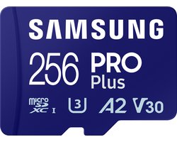 Samsung PRO Plus - Micro SD Kaart - Inclusief SD Adapter - 180 & 130 MB/s - 256 GB