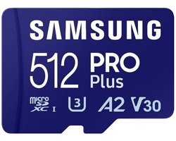 Samsung PRO Plus - Micro SD Kaart - Inclusief SD Adapter - 180 & 130 MB/s - 512 GB