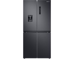 Samsung RF48A401EB4/EO, Vrijstaand, Frans deur, Zwart, LED, Op de deur, Gehard glas