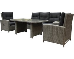 San Marino stoel bank dining loungeset 4 delig grijs verstelbaar