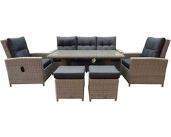 San Marino stoel-bank loungeset verstelbaar 4 delig grijs