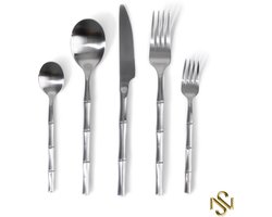 San Naila- Bestekset Bamboo - 6 persoons- 30-delig- Zilver