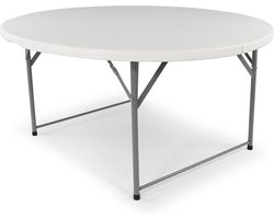 San Naila Inklapbare Tafel rond – Vouwtafel - Klaptafel - Plooitafel - Opvouwbare ronde tuin tafel - 120x74 cm - Wit
