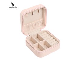 San Vitale ® - Luxe Sieradendoos - Bijouterie Kistje - Juwelendoos - Ring/Oorbellen/ Ketting/Horloge - Dames/ meisjes - Reisformaat - Roze