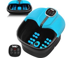 Sanbo Voetenbad - Handmatig Rollers - Verwarmt tot 49°C - Elektrisch Voetbad Met Bubbelfunctie - Voetmassage Apparaat - Zwart / Blauw