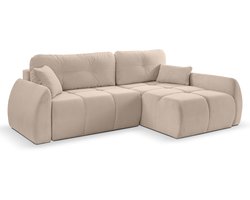 Sancho hoekbank bed rechts beige | Premium corduroy hoeksofa