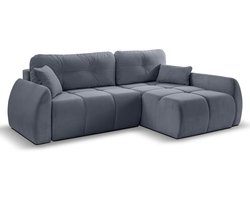 Sancho hoekbank bed rechts blauwgrijs - Modulaire hoeksofa met slaapfunctie