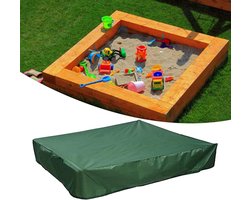 Sandbox Cover UCARE Vierkante Waterdichte Stofdichte UV Bescherming Zandbak Zwembadhoes Bescherming met Trekkoord voor Zandbak, Speelgoed en Meubels Outdoor Luifel Cover Opvouwbaar (120 × 120 cm, Groen)