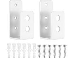 Sander Shop 2 stuks deur barricade beugels, deur barricade klemmen U-beugels, U-vormige bar beveiliging deursloten beugels, voor thuis schuur garage poort deur versterking, past op 2 x 4 hout (wit）