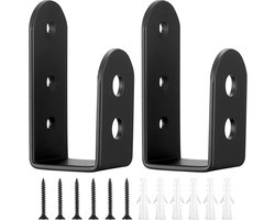 Sander Shop 2 stuks Deurvergrendelingen, U-vormige Stalen Beugels, Stalen Veiligheidssloten voor Deuren, Metaalsteunen met Schroeven, Geschikt voor Hout 2 x 4-Zwart