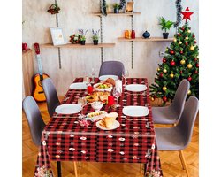 Sander Shop 2 stuks kerst plastic tafelkleed 137 cm x 274 cm zwart rood buffel geruite auto tafelkleed kerst rechthoek waterdichte tafelkleed voor wintervakantie familie diner kerstfeest decoraties-Auto