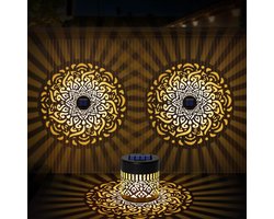 Sander Shop 2 Stuks Lantaarns op zonne-energie, tuinlamp,IP65 waterdichte metalen led,Zonnelantaarns voor de tuin voor terras-, balkon-, grindwegverlichting en decoratie van buitentuinen