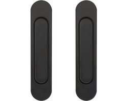Sander Shop 2 stuks, ovale schuifdeurgrepen, zelfklevend, 14,8 cm, aluminium, geschikt voor kasten, schuifdeuren (zwart)