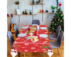 Sander Shop 2 stuks plastic kersttafelkleed 137 x 274 cm sneeuwpop kerstboom sneeuwvlok rood tafelkleed kerst rechthoek waterdichte tafelkleed voor wintervakantie familie diner kerstfeest decoraties-Sneeuwpop eland