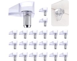 Sander Shop 20 stuks 5 mm planksteunpen, transparante plank ondersteunt studs met stalen pinnen, gereedschapsvrije kaststeunen voor keukenkasten, boekenkasten, meubels, kledingkastplanken plankhouder