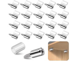 Sander Shop 20 stuks zelftappende schroeven, planksteunpennen, plankpennen met antislip siliconen plankpennen voor keukenkasten, kasten, boekenkasten, kasten en glazen vitrines