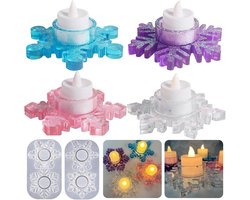 Sander Shop 2Pcs Theelicht Kaars Houder Siliconen Mal Kandelaar Epoxy Hars Mallen Sneeuwvlok Kaars Houder Mould Kerst Kaars Stok Houder Mould voor Xmas Kaars Home Decor DIY Mould, CANDLE MAKING MOLDS
