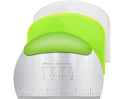 Sander Shop 3 stuks deegschraper snijder, roestvrijstalen deegschraper met handvat en meetschaal, plastic banketsnijder Chopper boter crème soepeler vorm spatels voor cake pizza brood snijden-groente