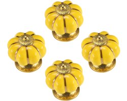 Sander Shop 4 Stks Zinklegering Kastdeurgrepen Kleurrijke Garderobe Handgrepen Cartoon Keramiek Knoppen Pompoenvormige Meubelgrepen 6 Kleuren voor Kinderkamers -geel