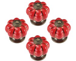 Sander Shop 4 Stks Zinklegering Kastdeurgrepen Kleurrijke Garderobe Handgrepen Cartoon Keramiek Knoppen Pompoenvormige Meubelgrepen 6 Kleuren voor Kinderkamers -rood