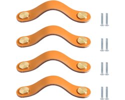 Sander Shop 4 Stuks Leren Ladegreep Lichtoranje Ladekastknop 96mm Kastdeurgreep Geschikt Voor Kinderkamer Meubels Keuken-Licht oranje-Gatcentrum 96 mm