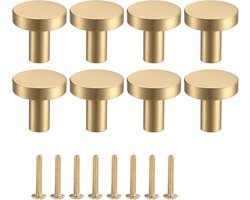 Sander Shop 8 stuks massief messing deurknoppen, ronde kastknoppen, kastdeurgrepen met één gat, kleine trekknoppen hardware met schroef voor kledingkastdeur, dressoir, lade keukenvorming, 20 x 25 mm