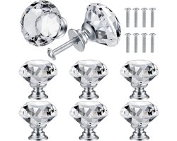 Sander Shop 8 stuks meubelknoppen kristal, handgrepen voor meubels, kristal, ladegrepen, garderobe, trekgrepen, meubelgreep, handgrepen, knoppen - 30 mm