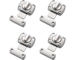 Sander Shop Badkamer Deur Toiletdeur Sloten 55x40mm Draaibare Bout Slot voor Huisdieren Poort Deurslot Zink Legering voor Meubels Kastraam Geborstelde Afwerking 4 Stuks-Zilver