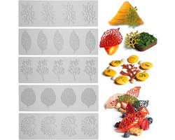 Sander Shop Bladeren Siliconen Vorm, 5 Stuks Fondant Vormen, Kant Siliconen Mal Cakereliëf, 3D Blad Vorm Voor Chocolade, Gommen, Taartdecoratie, Desserts, Zeep