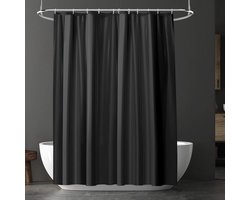 Sander Shop Douchegordijn Anti-Schimmel, Peva Waterdichte Badgordijnen, Schimmelbestendige Badkamer Douchegordijnen Met 12 Haken, Witte Badgordijnen Met Metalen Roestvrije Oogjes (zwart)