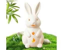 Sander Shop Hars konijn kandelaar, konijnhouder ornament, 15 cm paasdecoratie, vensterbank accent beeldje, feestelijke decoratie met charmant ontwerp, woonaccessoire voor de lente schoorsteenmantel (L)