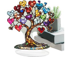 Sander Shop Heart Tree Desktop Ornament, Colorful Acrylic Table Ornament, Valentine's Day Table Decor, Mother's Day Desktop Ornament, Seasonal Acrylic Ornament, Decorative Heart Tree Ornament