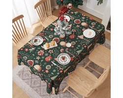 Sander Shop Kersttafelkleed, Vintage Kerstboomdecoratie Tafelkleed, Rechthoekig Rood Tafelkleed Sfeerdecoratie Tafel, Feesttafel Decoratie(Groen,140 * 180cm)