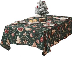 Sander Shop Kersttafelkleed, Vintage Kerstboomdecoratie Tafelkleed, Rechthoekig Rood Tafelkleed Sfeerdecoratie Tafel, Feesttafel Decoratie(Groen,140 * 220cm)