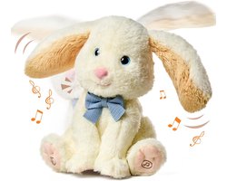 Sander Shop Kinderspeelgoed, konijnenspeelgoed, knuffeldier, haas, elektrisch pluche dier, sprekende zingende interactieve pluche dieren, babyspeelgoed, cadeau voor meisjes vanaf 1 2 3 jaar