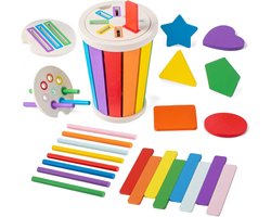 Sander Shop Montessori speelgoed vanaf 1 jaar, kinderspeelgoed om te leren kleuren, sorteerspel, steekspel, educatief spel vanaf 2 jaar, houten speelgoed, baby, motoriekspeelgoed, cadeau voor meisjes en