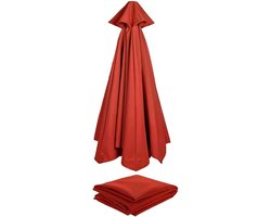 Sander Shop Rechange Parasoldoek (2,7 m/3,0 m) Paraplu Vervanging Luifel Voor 6 Arms/8 Arms, Tuin Parasol Vervanging Doek Schaduw Paraplu Cover, Voor Patio Achtertuin Zwembad Paraplu Cantilever Parasol（Rood, 3m/6-ribs）