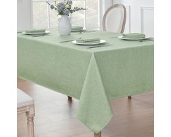 Sander Shop Rechthoekig tafelkleed van linnen met textuur, waterbestendig en vlekbestendig, kreukvrij decoratief tafelkleed van boerderijstof voor dineren/feesten/buffetten/bruiloften, 132 x 188 cm, saliegroen, saliegroen, 188 x 132 cm (rechthoekig)