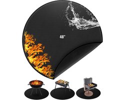 Sander Shop Ronde Brandwerende Mat, 120 cm/48 Inch BBQ Hittebeschermingsmat Herbruikbare Grote Grillmat voor Gasgrill Vloer Buitenterras Gazon Kamperen Opvouwbare Terrasaccessoires