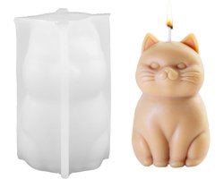 Sander Shop Siliconen vorm kat kaarsgietvorm 3D siliconen vorm kaarshouder schattige kat gips kaarsgietvormen voor beton dieren kandelaar decoratie kaarsvormen voor knutselen doe-het-zelf tafeldecoratie